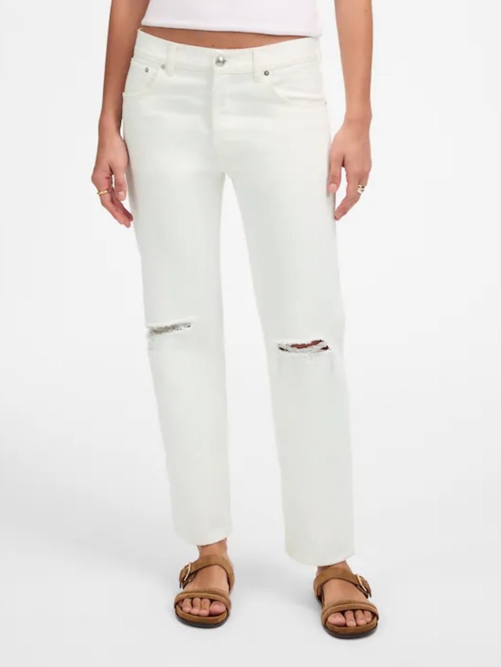 *NWT* Madewell Women’s Tile White The Dean Easy Straight Crop Jeans, Size 28